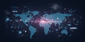 2025 Tech Sector Outlook: Growth Drivers & Risks for US Investors Futuristic digital network representing 2025 tech outlook for US investors