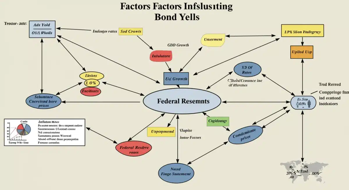 Infographic showing factors influencing bond yields and market dynamics.