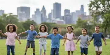 Children playing in a park, symbolizing hope and community support