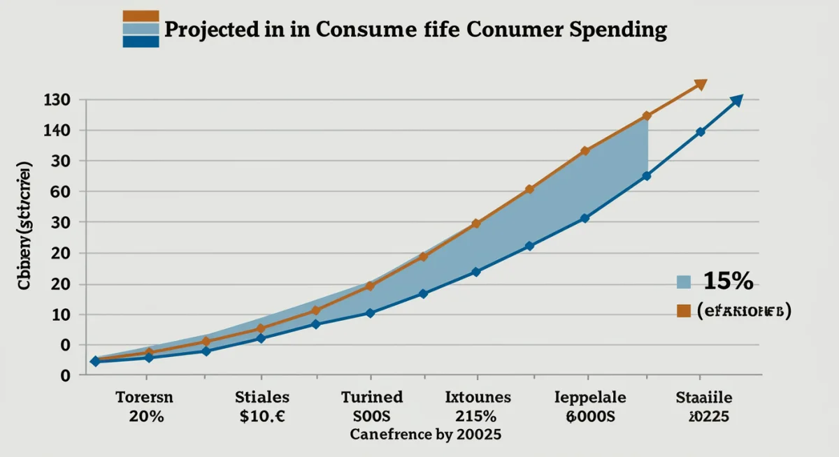 Infographic showing projected US consumer spending shift, with experiences rising 15% over goods by 2025.