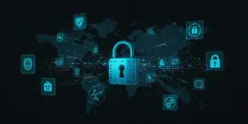 Digital lock symbolizing cybersecurity protecting US businesses from evolving digital threats in 2025