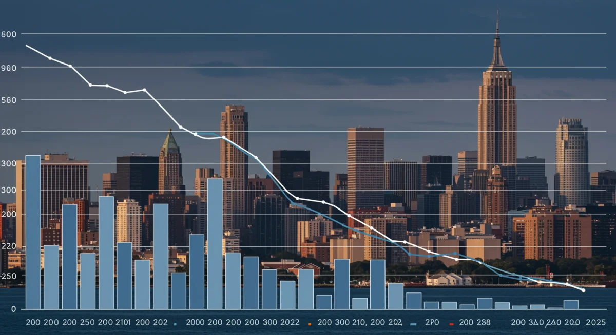Chart showing declining religious affiliation in the United States over two decades