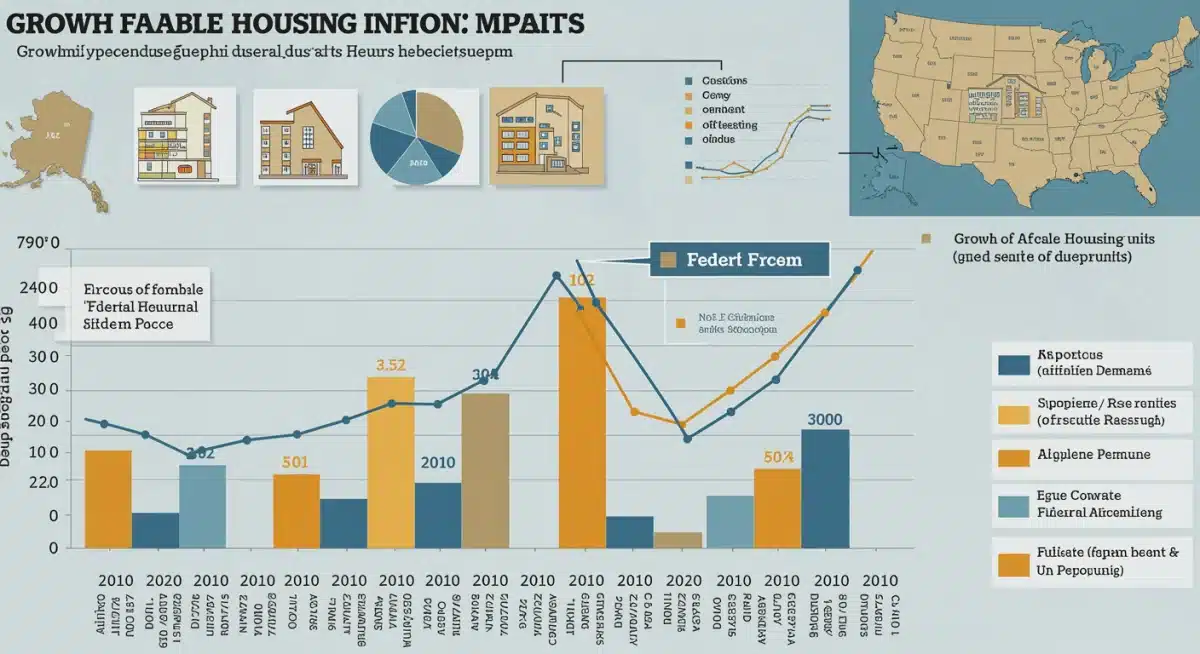 Infographic showing federal affordable housing unit growth and demand shifts
