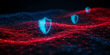 AI-Powered Cybersecurity Threats 2025: US Business Guide Futuristic digital network facing AI cyber threats