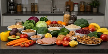 Plant-Based Diets 2025: $90 Billion Impact & Mainstream Evolution Colorful array of plant-based foods in a modern kitchen, symbolizing the growth of plant-based diets.