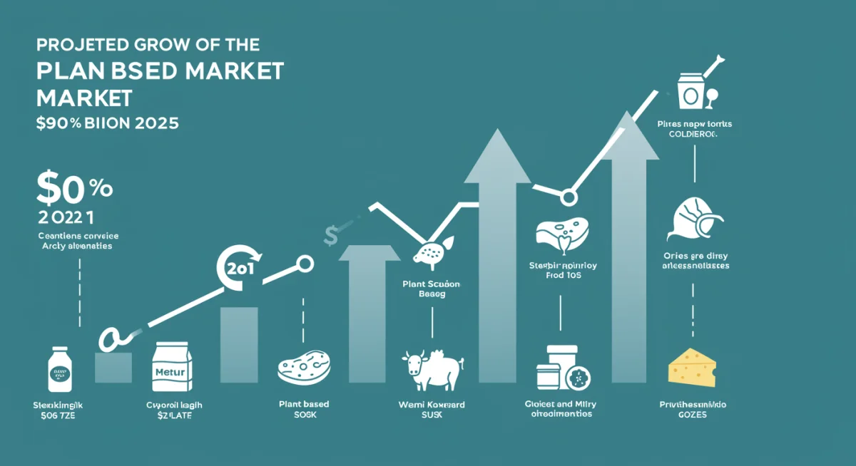Infographic showing the projected  billion economic growth of the plant-based market by 2025.