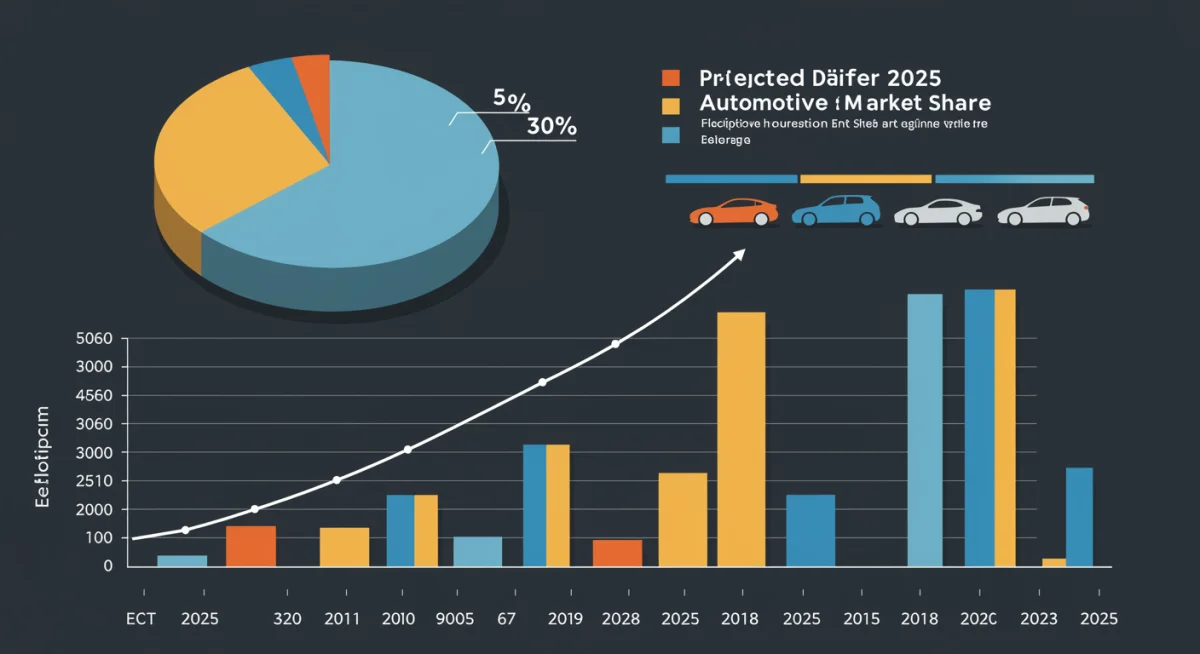 Infographic showing US automotive market share projections for 2025, highlighting EV growth