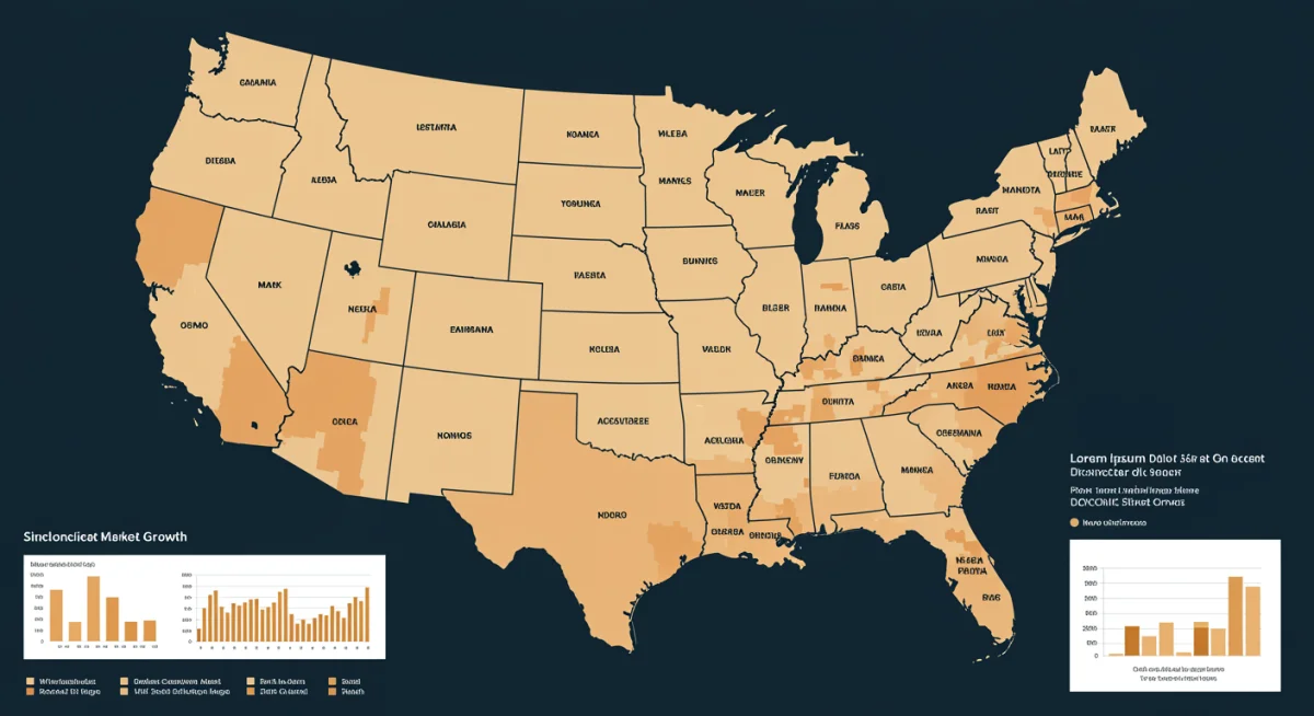 Map of the US highlighting high-growth real estate markets with economic indicators.