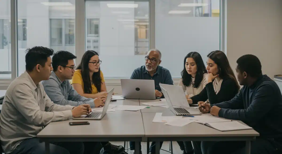 Young adults discussing policy in a national civic program meeting