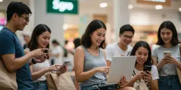 Diverse Gen Z consumers engaging with digital tech, influencing U.S. markets