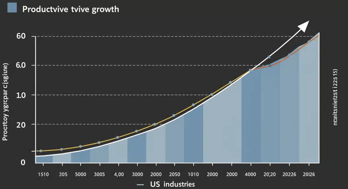 Graph illustrating projected 15% productivity growth in US industries by mid-2026 due to AI adoption