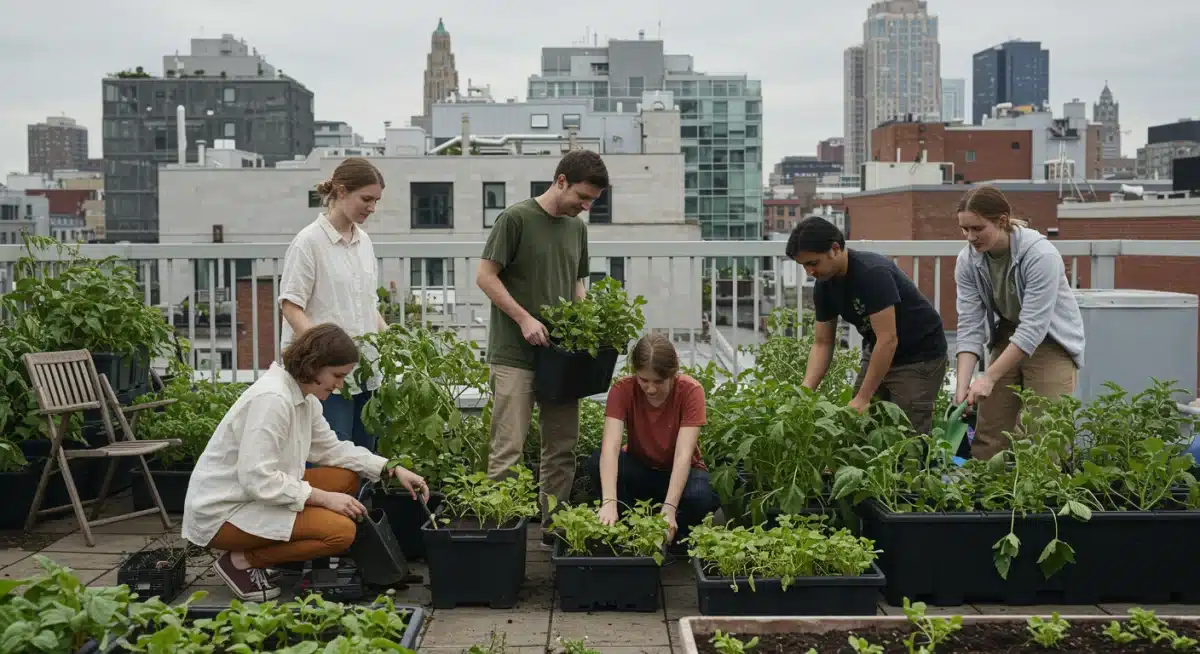 Eco-minimalists urban gardening, blending sustainability and community