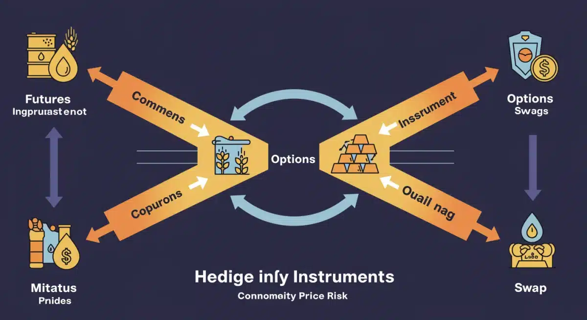 Infographic detailing various hedging instruments for commodity price risk management