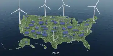 Digital representation of US energy grid with renewable sources, illustrating the 2026 market shift.