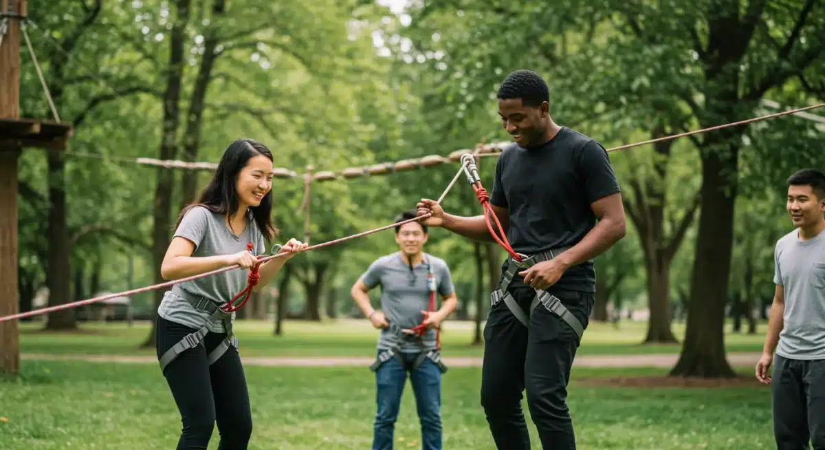 Youth engaged in outdoor team-building activity for mentorship
